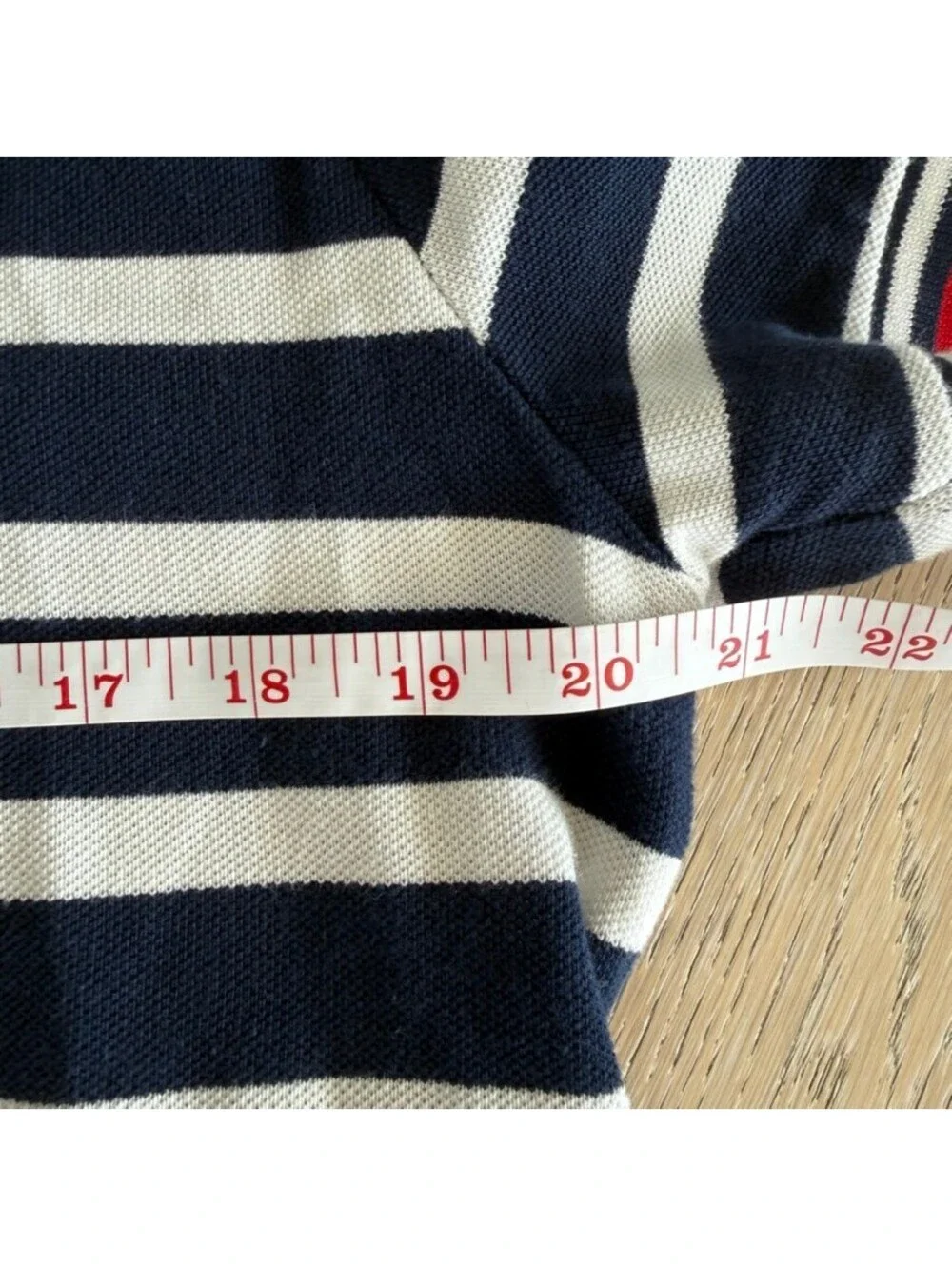 Polo Ralph Lauren Bear Preppy Embroidered Navy White Hampton Stripe Polo Shirt M
